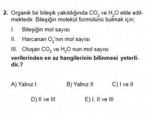 12. Sınıf Kimya Test 5 Soru 2