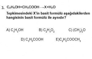 12. Sınıf Kimya Test 5 Soru 3