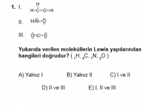 12. Sınıf Kimya Test 6 Soru 1