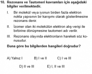 12. Sınıf Kimya Test 6 Soru 10