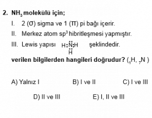 12. Sınıf Kimya Test 6 Soru 2