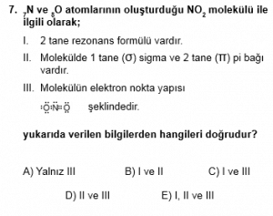 12. Sınıf Kimya Test 6 Soru 7
