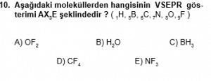 12. Sınıf Kimya Test 7 Soru 10