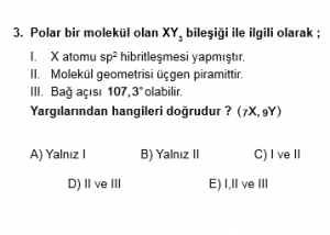 12. Sınıf Kimya Test 7 Soru 3