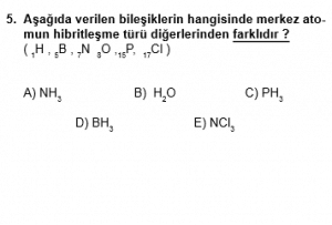 12. Sınıf Kimya Test 7 Soru 5