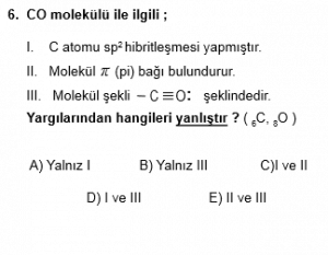 12. Sınıf Kimya Test 7 Soru 6