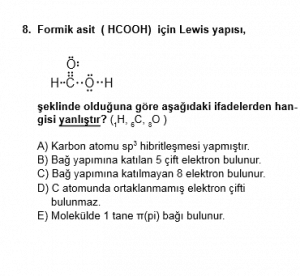 12. Sınıf Kimya Test 7 Soru 8