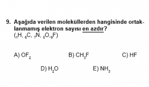 12. Sınıf Kimya Test 7 Soru 9
