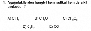 12. Sınıf Kimya Test 8 Soru 1