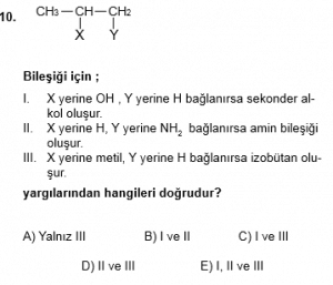 12. Sınıf Kimya Test 8 Soru 10