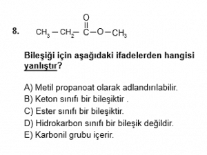 12. Sınıf Kimya Test 8 Soru 8