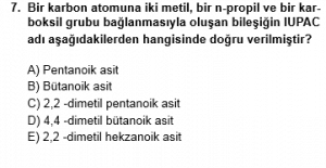 12. Sınıf Kimya Test 9 Soru 7