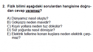 9. Sınıf Fizik Kazanım Test 1 Soru 2
