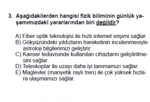 9. Sınıf Fizik Kazanım Test 1 Soru 3