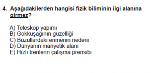 9. Sınıf Fizik Kazanım Test 1 Soru 4