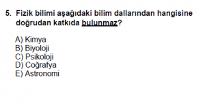 9. Sınıf Fizik Kazanım Test 1 Soru 5