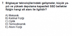 9. Sınıf Fizik Kazanım Test 1 Soru 7