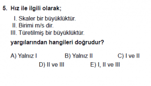 9. Sınıf Fizik Test 10 Soru 5