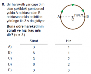 9. Sınıf Fizik Test 10 Soru 8