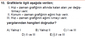 9. Sınıf Fizik Test 11 Soru 10