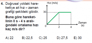 9. Sınıf Fizik Test 11 Soru 4