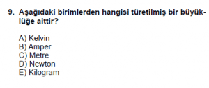 9. Sınıf Fizik Test 2 Soru 9