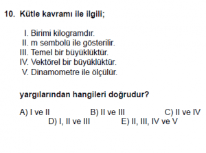 9. Sınıf Fizik Test 3 Soru 10