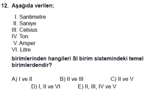9. Sınıf Fizik Test 3 Soru 12