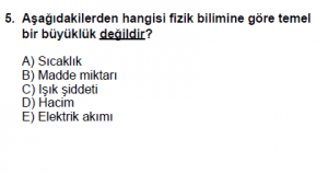 9. Sınıf Fizik Test 3 Soru 5