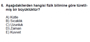 9. Sınıf Fizik Test 3 Soru 6