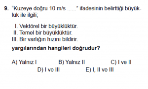 9. Sınıf Fizik Test 3 Soru 9