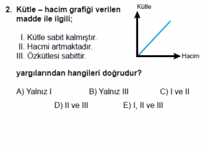 9. Sınıf Fizik Test 5 Soru 2