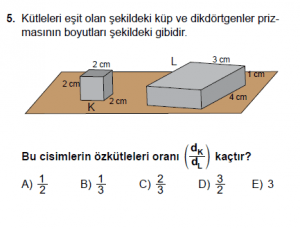 9. Sınıf Fizik Test 5 Soru 5