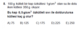 9. Sınıf Fizik Test 5 Soru 8