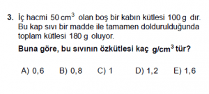 9. Sınıf Fizik Test 6 Soru 3