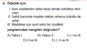 9. Sınıf Fizik Test 6 Soru 4