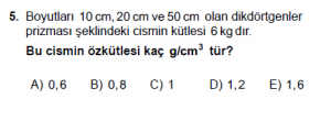9. Sınıf Fizik Test 6 Soru 5