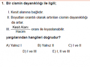 9. Sınıf Fizik Test 7 Soru 1