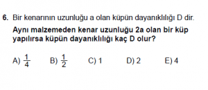 9. Sınıf Fizik Test 7 Soru 6
