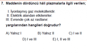 9. Sınıf Fizik Test 7 Soru 7