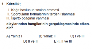 9. Sınıf Fizik Test 8 Soru 1