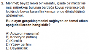 9. Sınıf Fizik Test 8 Soru 2