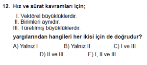 9. Sınıf Fizik Test 9 Soru 12