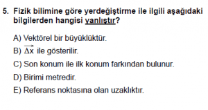 9. Sınıf Fizik Test 9 Soru 5