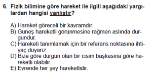 9. Sınıf Fizik Test 9 Soru 6