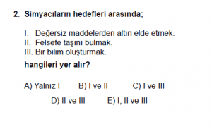 9. Sınıf Kimya Test 1 Soru 2