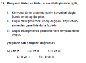 9. Sınıf Kimya Test 11 Soru 12