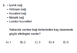 9. Sınıf Kimya Test 11 Soru 2