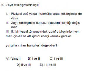 9. Sınıf Kimya Test 11 Soru 5
