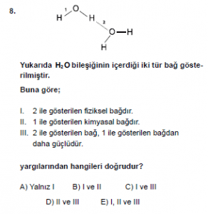 9. Sınıf Kimya Test 11 Soru 8